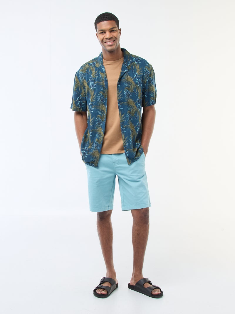 Bermudas tipo chino de sarga lisas Azul - Kiabi