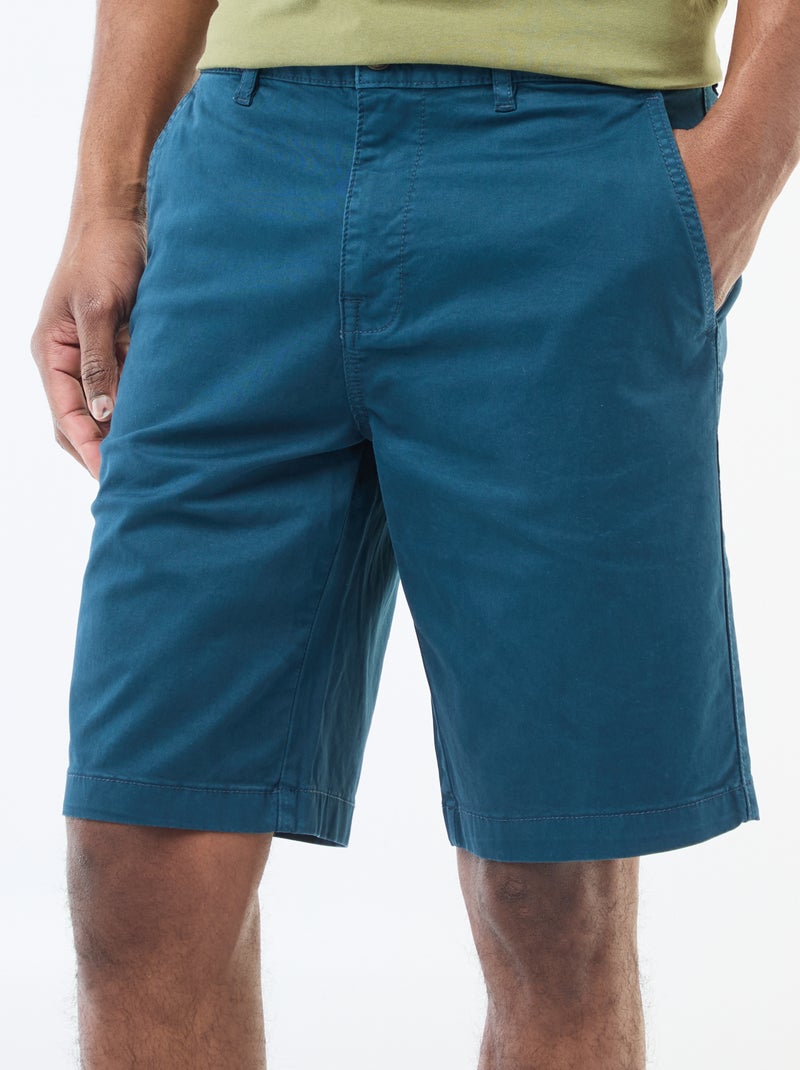 Bermudas tipo chino de sarga lisas Azul - Kiabi