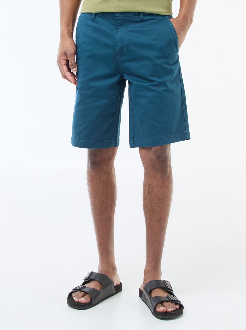 Bermudas tipo chino de sarga lisas Azul - Kiabi