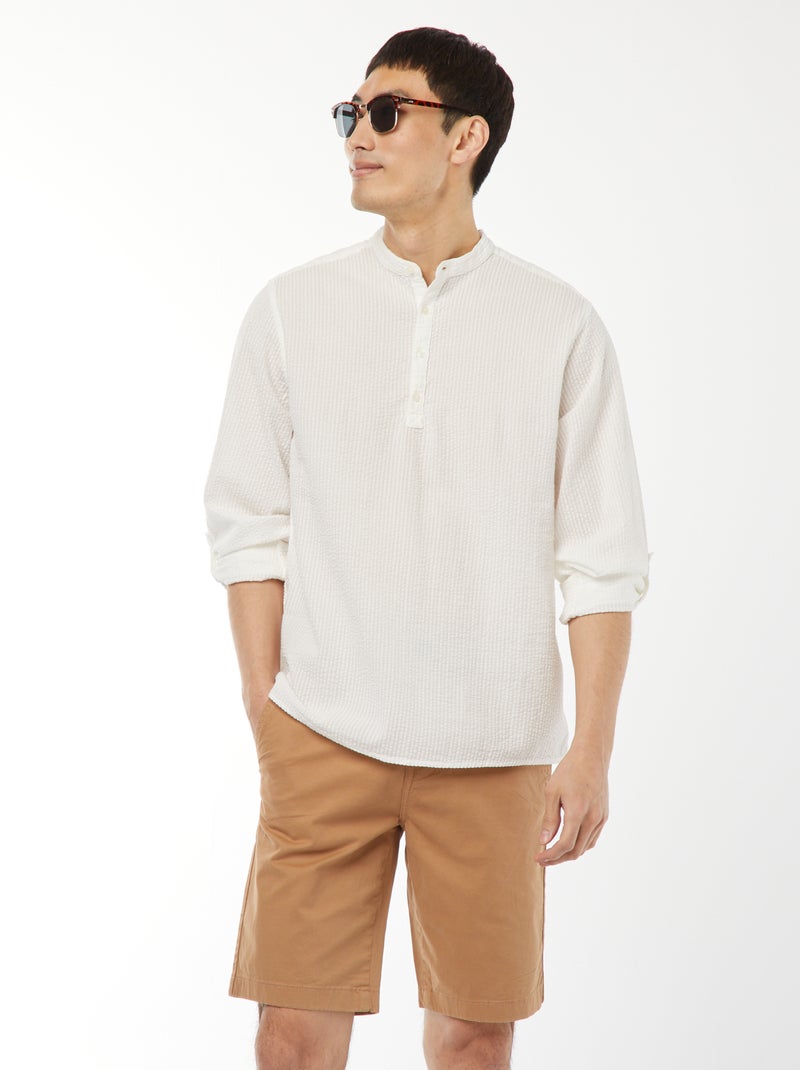 Bermudas tipo chino de sarga lisas Beige - Kiabi