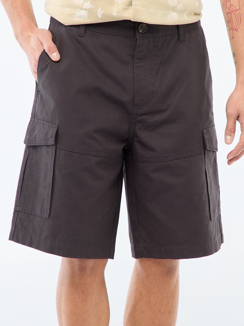 Bermudas tipo chino de sarga lisas multibolsillos Gris - Kiabi