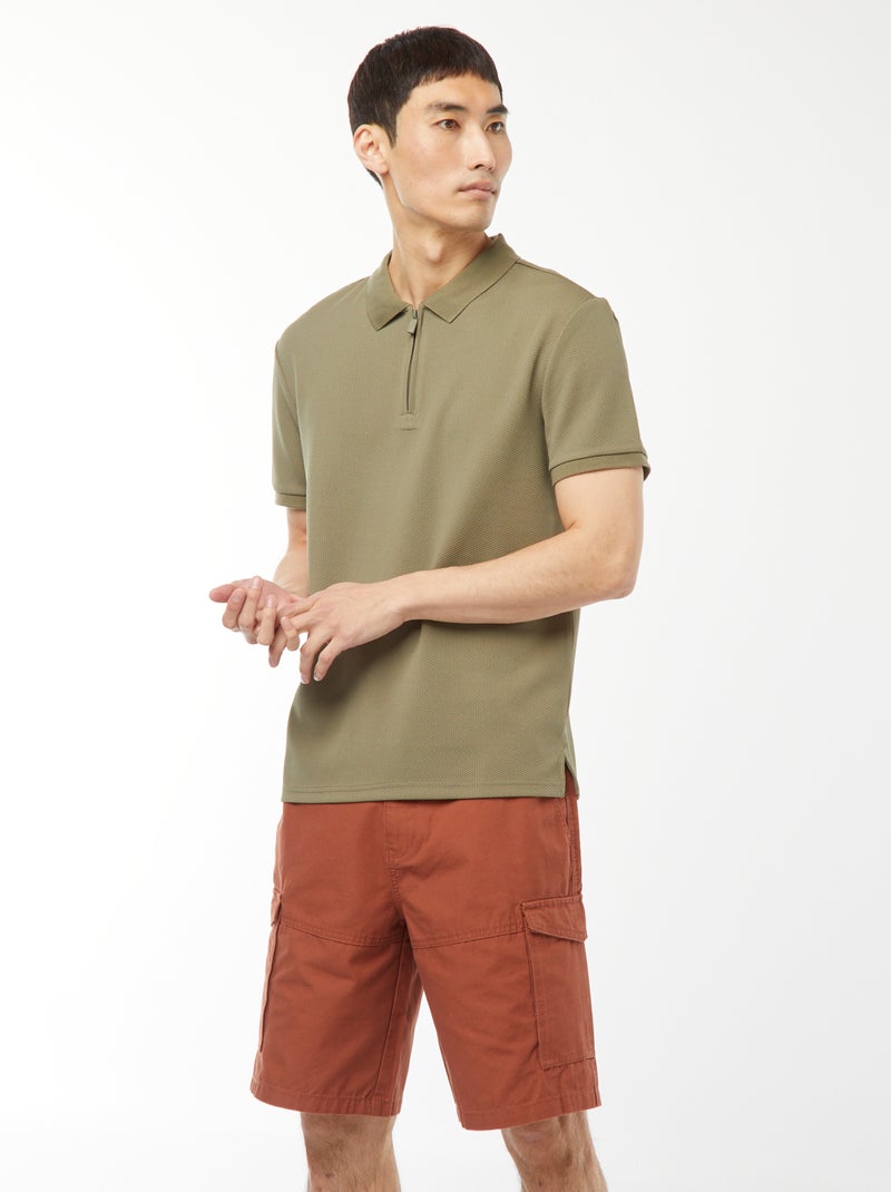 Bermudas tipo chino de sarga lisas multibolsillos Marron - Kiabi