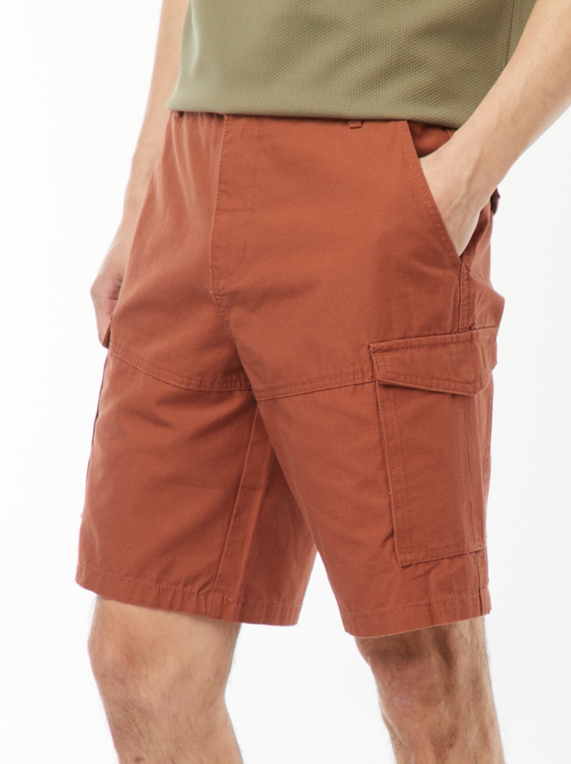 Bermudas tipo chino de sarga lisas multibolsillos Marron - Kiabi