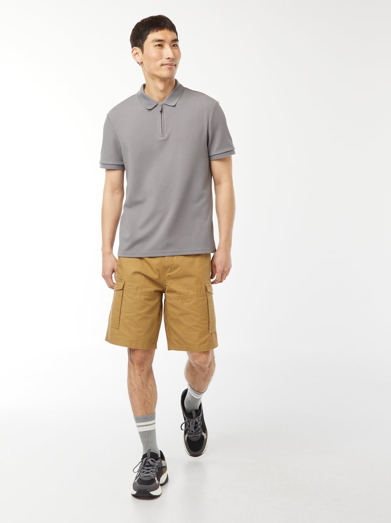 Bermudas tipo chino de sarga lisas multibolsillos Verde - Kiabi
