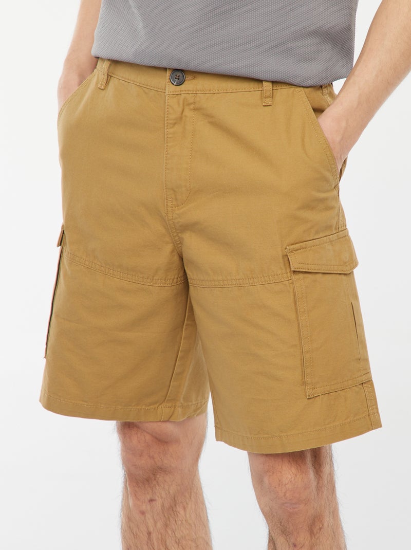 Bermudas tipo chino de sarga lisas multibolsillos Verde - Kiabi