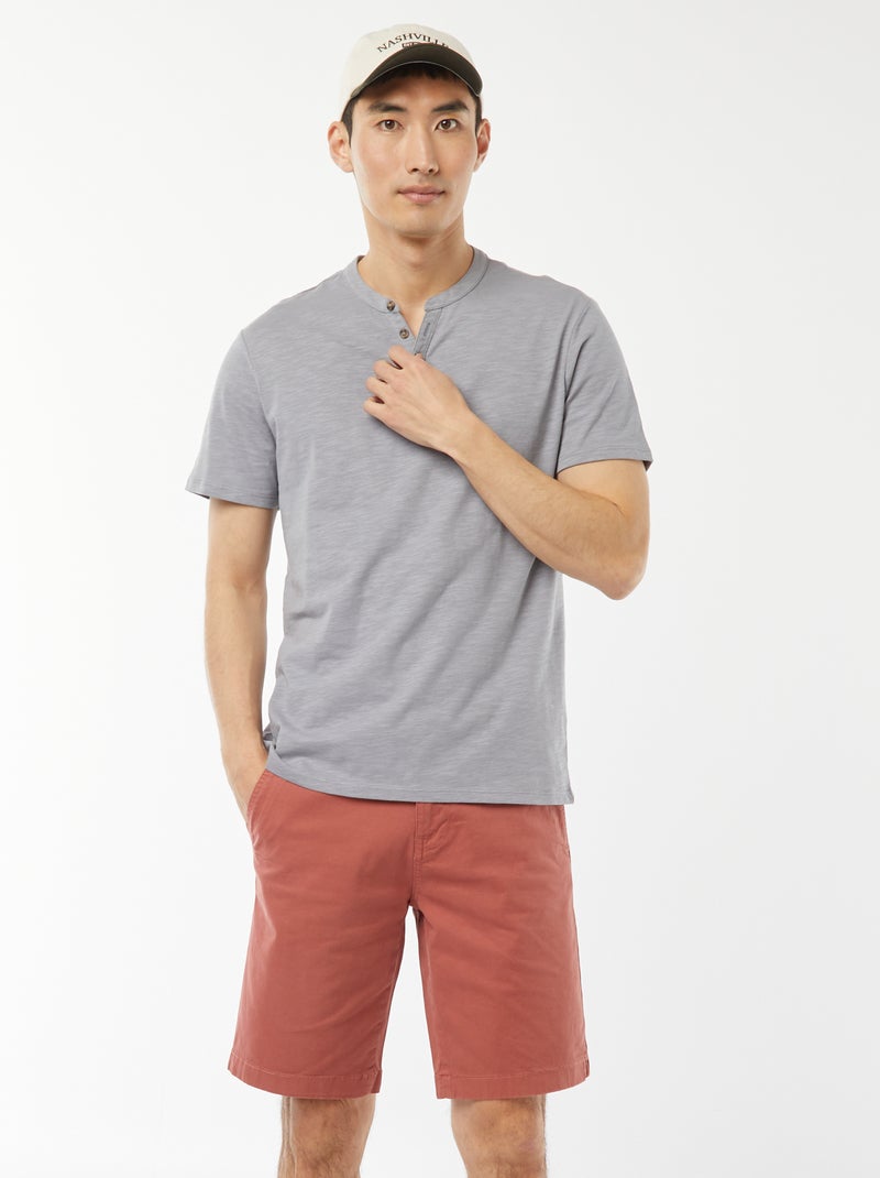 Bermudas tipo chino de sarga lisas Rosa - Kiabi