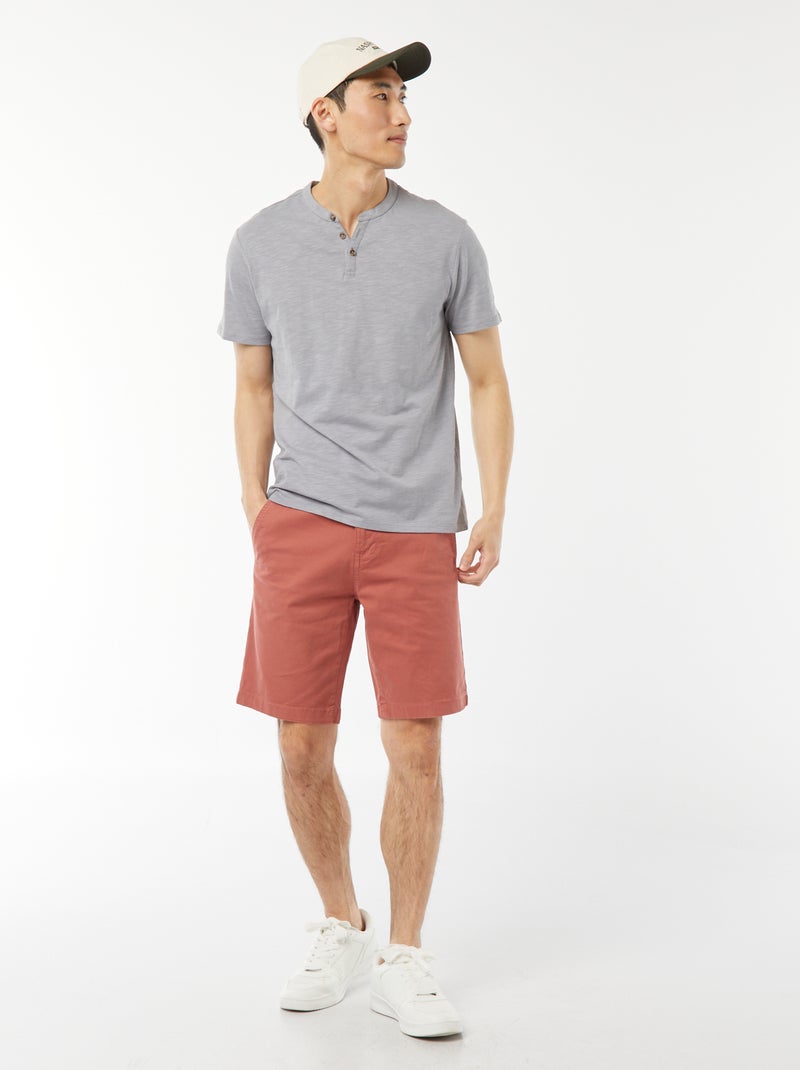 Bermudas tipo chino de sarga lisas Rosa - Kiabi