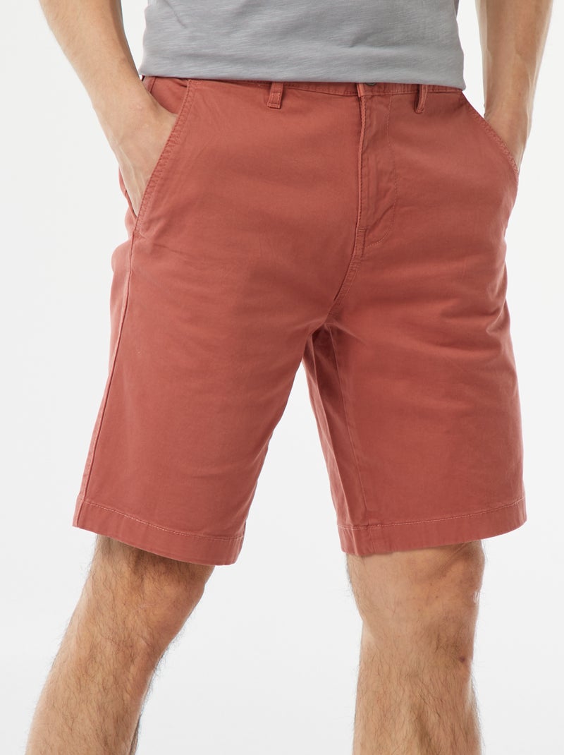 Bermudas tipo chino de sarga lisas Rosa - Kiabi