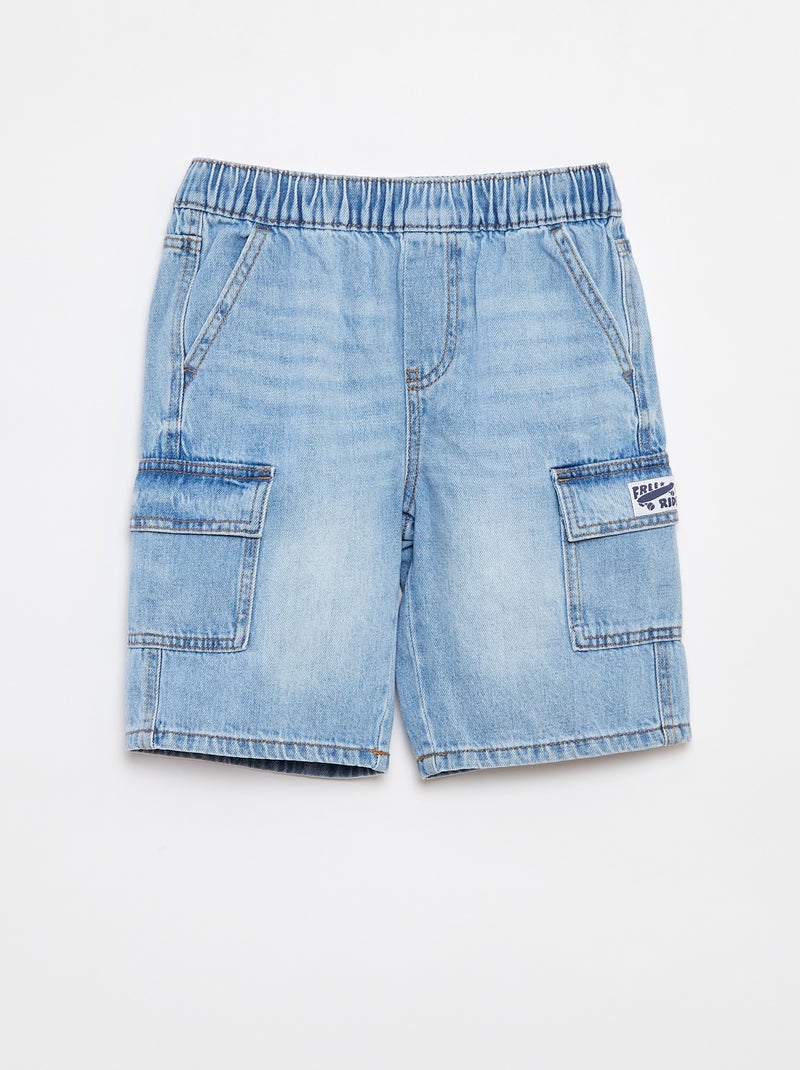 Bermudas vaqueras con 2 bolsillos con solapa Azul - Kiabi