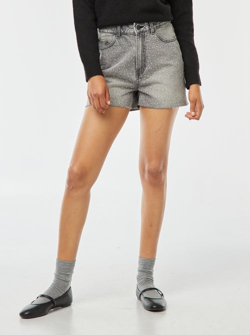 Bermudas vaqueras con 5 bolsillos y strass - Kiabi