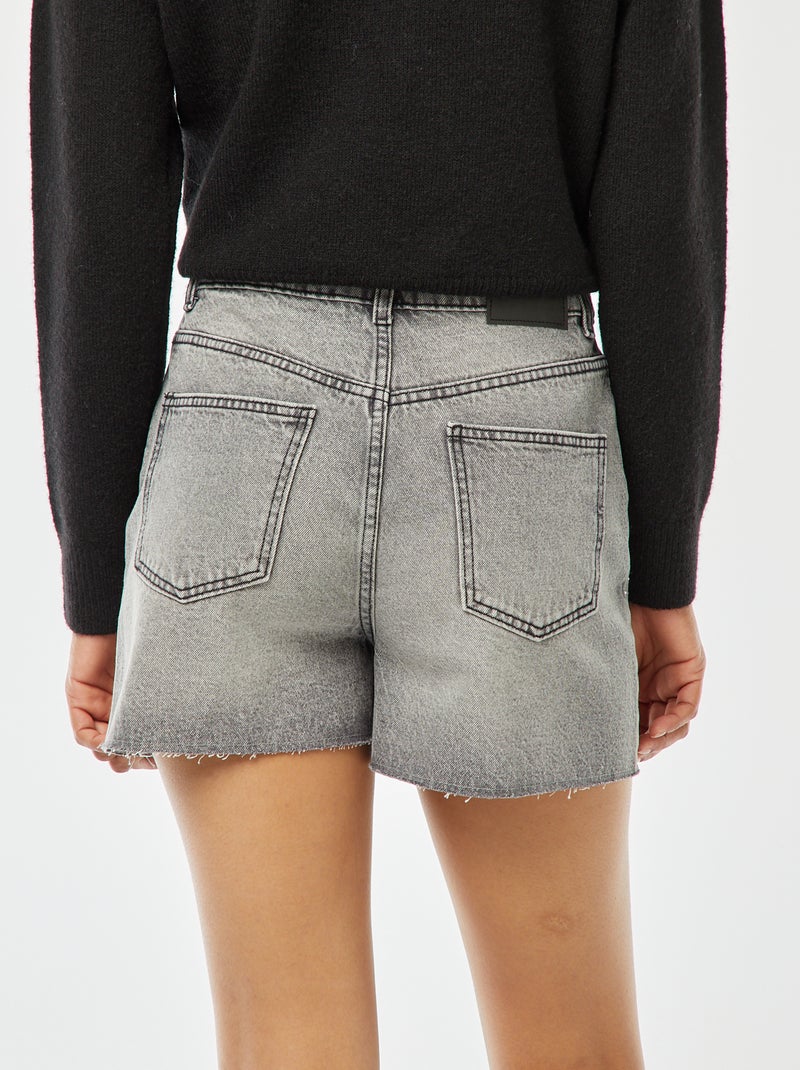 Bermudas vaqueras con 5 bolsillos y strass Gris - Kiabi
