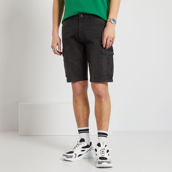 Bermudas vaqueras con bolsillos cargo Niño 10-18 años - NEGRO - Kiabi -  15,00€