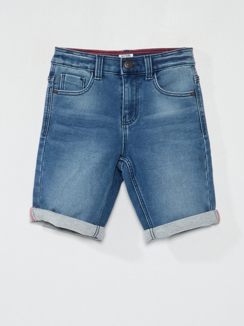 Bermudas vaqueras con cintura ajustable AZUL - Kiabi