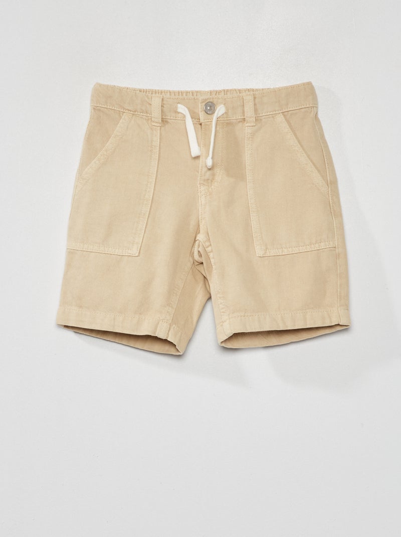 Bermudas vaqueras con cintura elástica beige - Kiabi