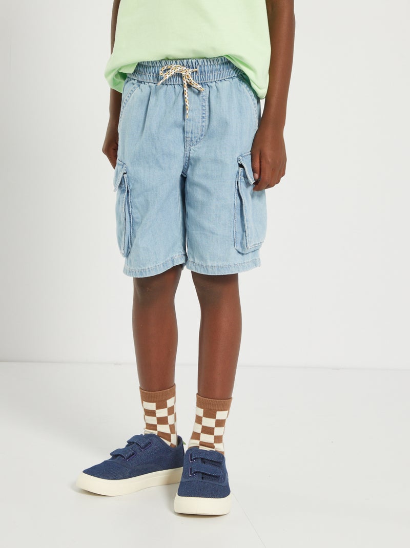 Bermudas vaqueras con cordones de fantasía AZUL - Kiabi