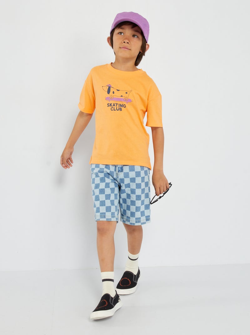 Bermudas vaqueras con motivo AZUL - Kiabi
