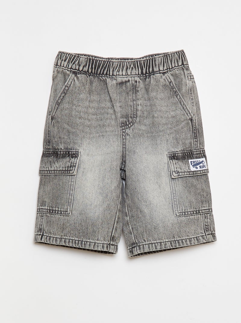 Bermudas vaqueras con múltiples bolsillos Gris - Kiabi