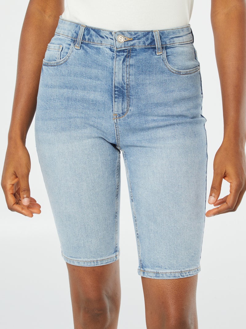 Bermudas vaqueras de tiro alto AZUL - Kiabi