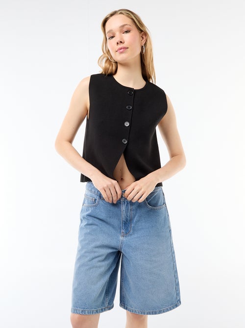 Bermudas vaqueros de tiro alto - Kiabi