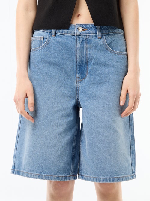 Bermudas vaqueros de tiro alto - Kiabi