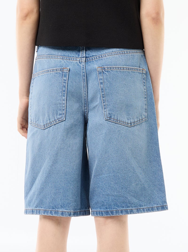 Bermudas vaqueros de tiro alto Azul - Kiabi