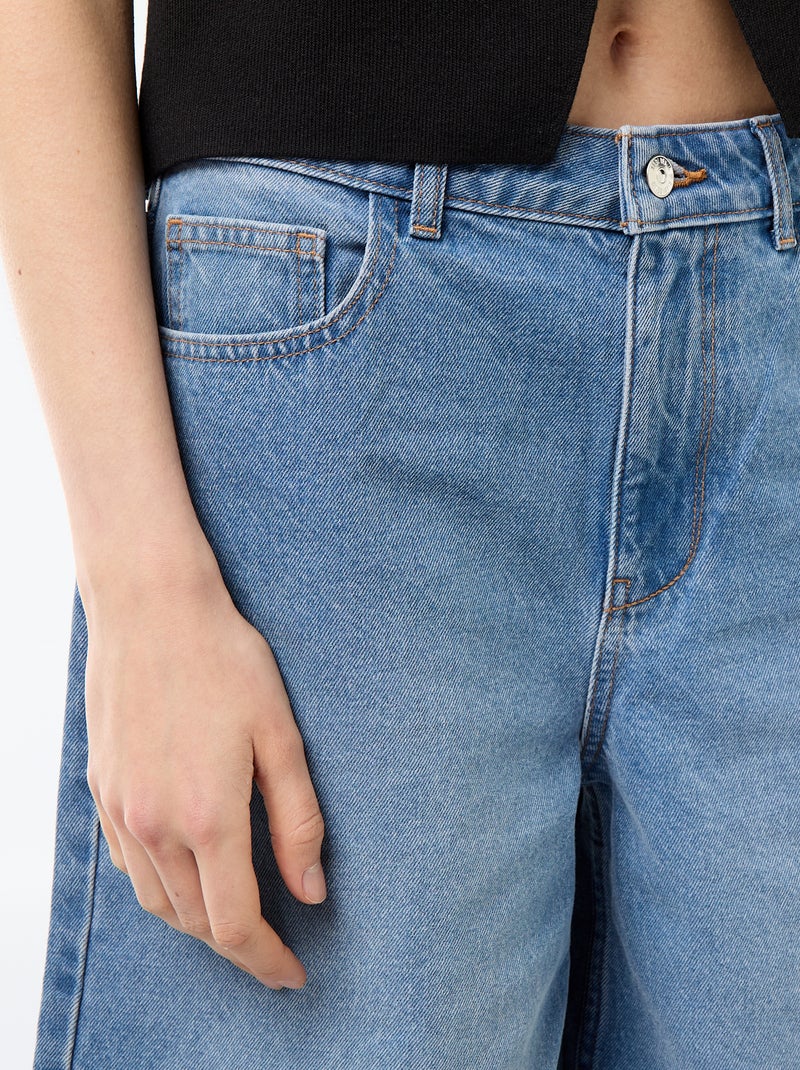 Bermudas vaqueros de tiro alto Azul - Kiabi