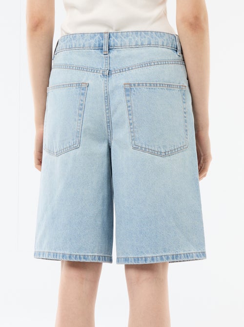 Bermudas vaqueros de tiro alto - Kiabi