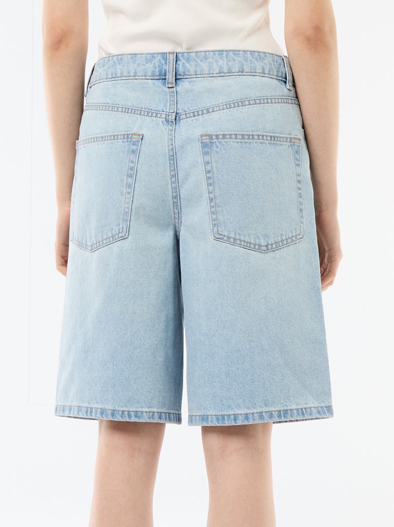 Bermudas vaqueros de tiro alto Azul - Kiabi