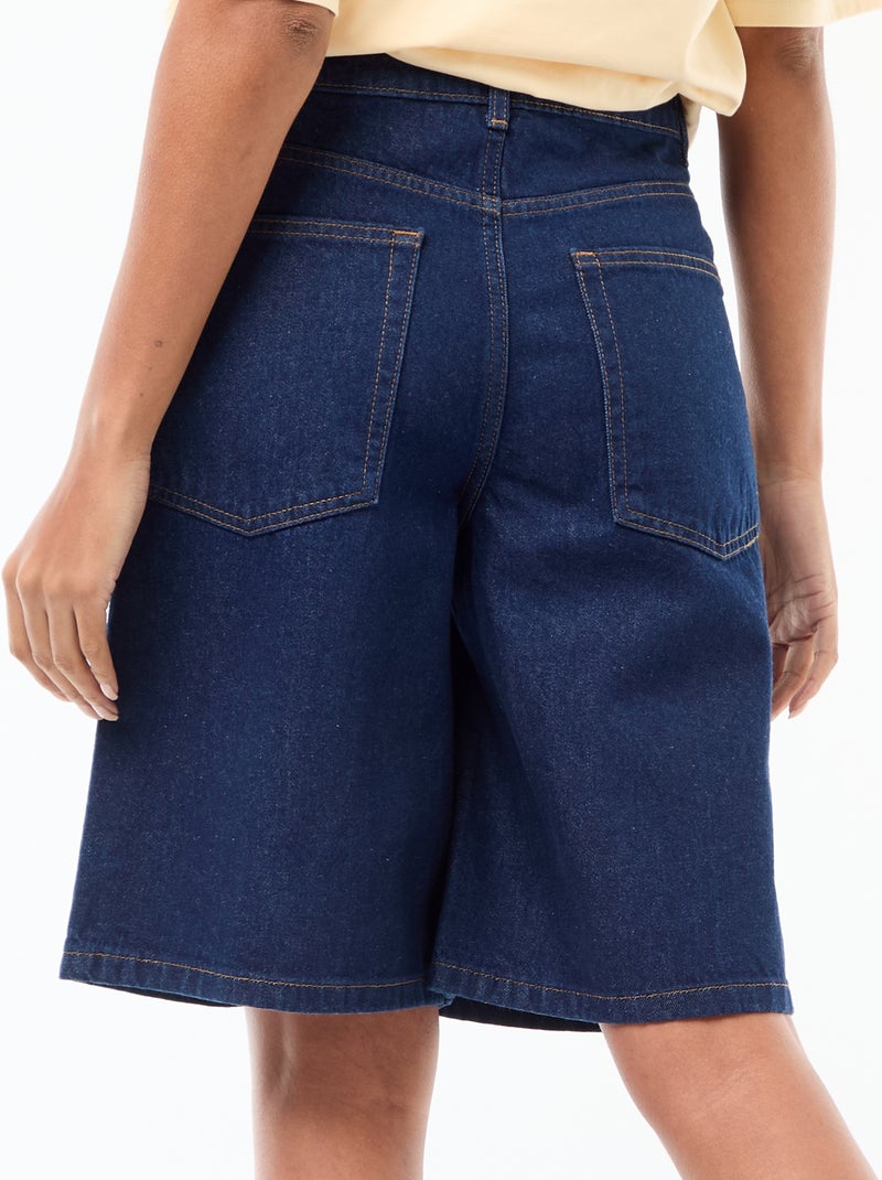 Bermudas vaqueros de tiro alto Azul - Kiabi