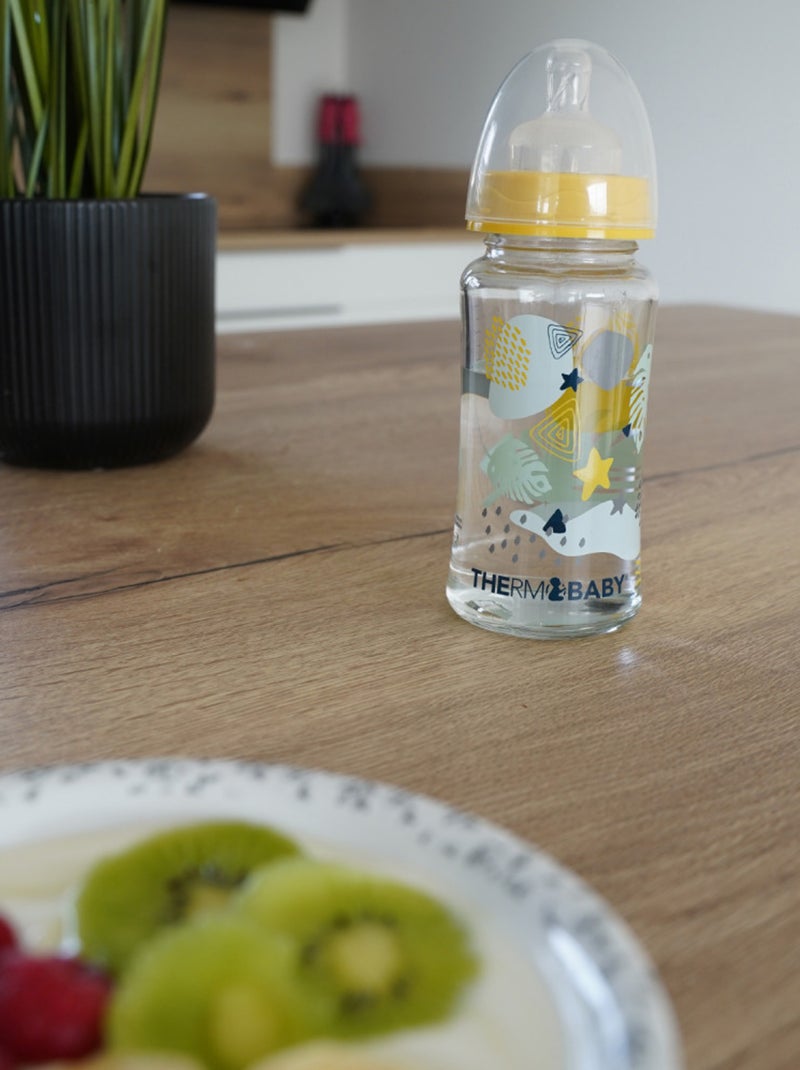Biberón de vidrio Thermobaby 230 ml sistema anti-cólicos tetina de silicona caudal medio Transparente - Kiabi