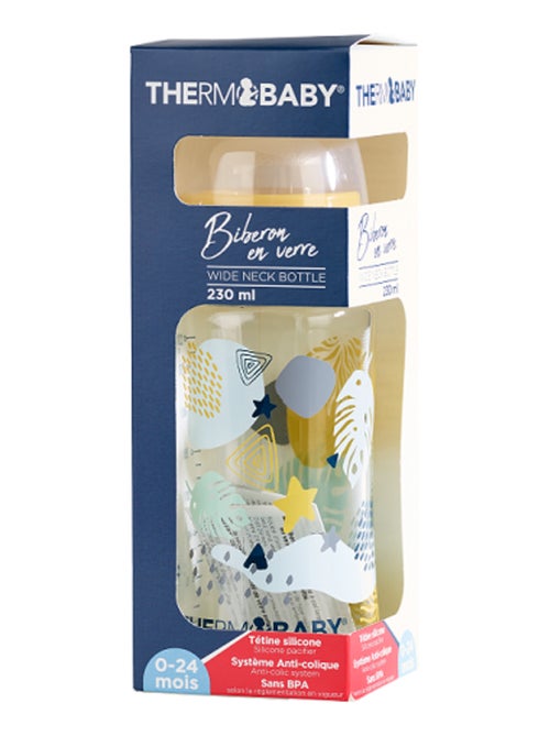 Biberón de vidrio Thermobaby 230 ml sistema anti-cólicos tetina de silicona caudal medio - Kiabi