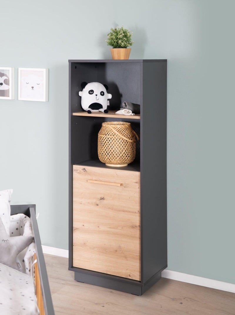 Biblioteca infantil columna 1 puerta 2 nichos 'Roba lenn' Gris antracita - Kiabi