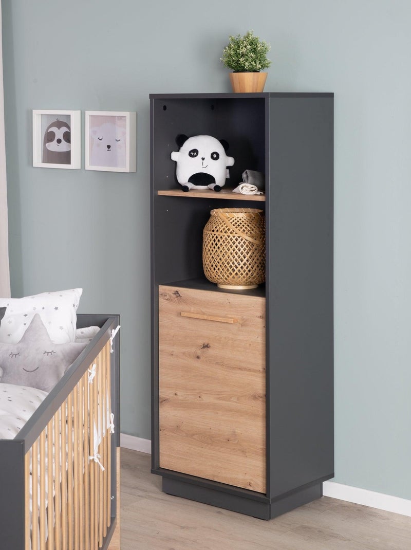 Biblioteca infantil columna 1 puerta 2 nichos 'Roba lenn' Gris antracita - Kiabi
