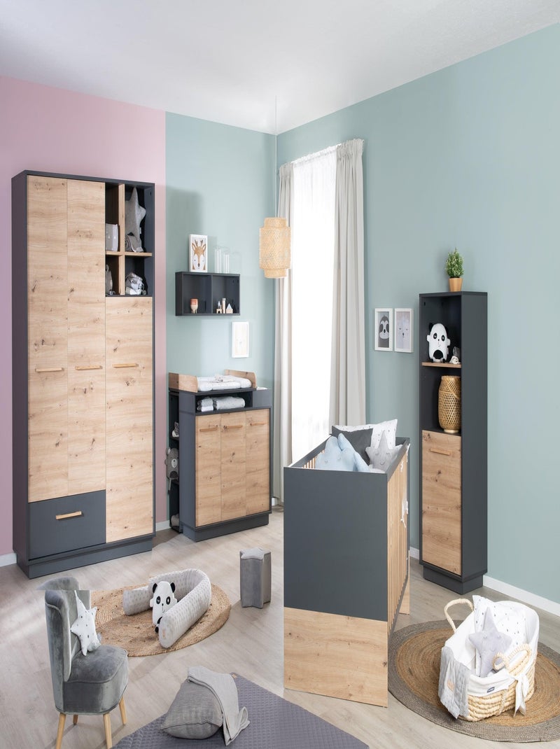 Biblioteca infantil columna 1 puerta 2 nichos 'Roba lenn' Gris antracita - Kiabi