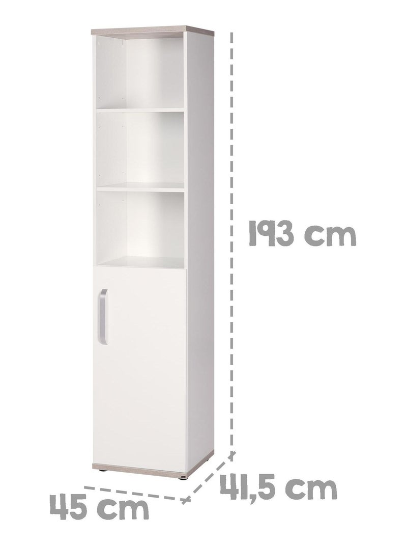 Biblioteca infantil columna 1 puerta 3 nichos 'Roba moritz' Blanco - Kiabi
