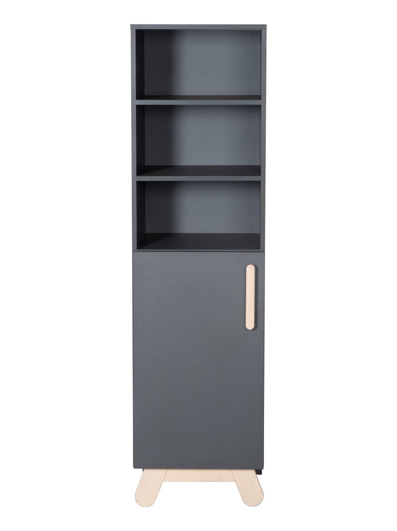 Biblioteca infantil columna con puerta y 3 nichos 'Roba Jara' Gris antracita - Kiabi