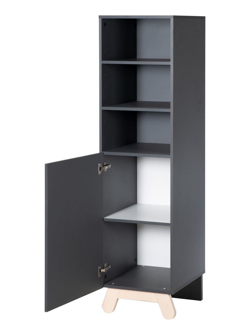 Biblioteca infantil columna con puerta y 3 nichos 'Roba Jara' Gris antracita - Kiabi