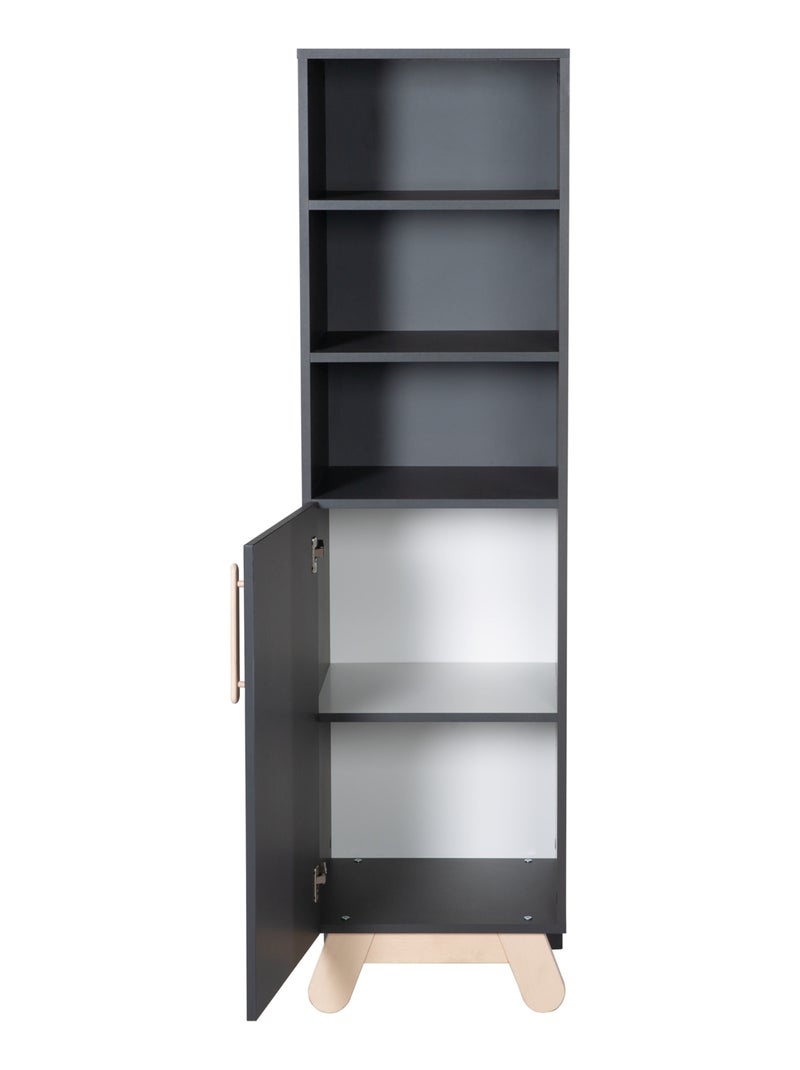 Biblioteca infantil columna con puerta y 3 nichos 'Roba Jara' Gris antracita - Kiabi