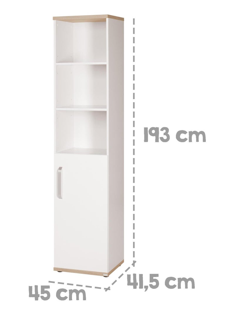 Biblioteca infantil columna con puerta y 3 nichos 'Roba pia' Blanco - Kiabi