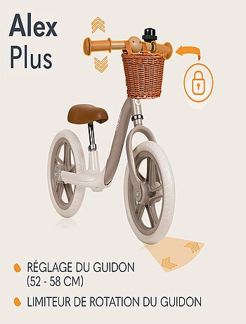 Bicicleta de equilibrio LIONELO Alex Plus - Ligera - Sillín cómodo - Ajustable - Canasta y timbre in