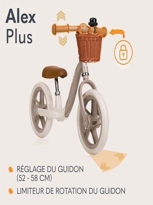 Bicicleta de equilibrio LIONELO Alex Plus - Ligera - Sillín cómodo - Ajustable - Canasta y timbre in - Kiabi
