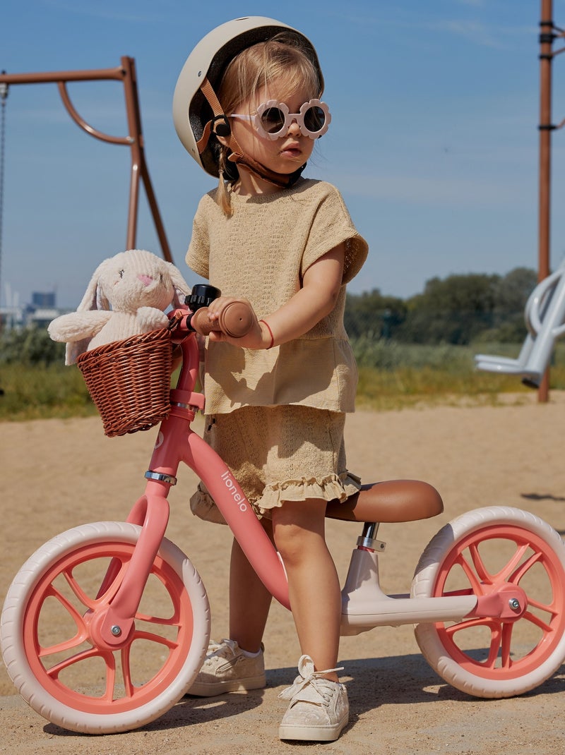 Bicicleta de equilibrio LIONELO Alex Plus con casco - Ligera - Sillín cómodo - Cesta y timbre inclui Rosa - Kiabi