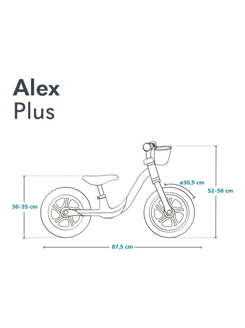 Bicicleta de equilibrio LIONELO Alex Plus con casco - Ligera - Sillín cómodo - Cesta y timbre inclui - Kiabi Bicicleta de equilibrio LIONELO Alex Plus con casco - Ligera - Sillín cómodo - Cesta y timbre inclui - Kiabi