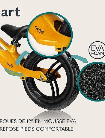 Bicicleta de equilibrio LIONELO Bart - Bicicleta para niños - Hasta 30 kg - Ligera - Manillar y asie