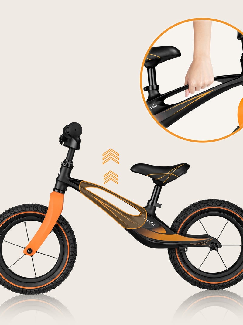 Bicicleta de equilibrio LIONELO Bart Air - Bicicleta para niños - Hasta 30 kg - Ligera - Manillar y Negro - Kiabi