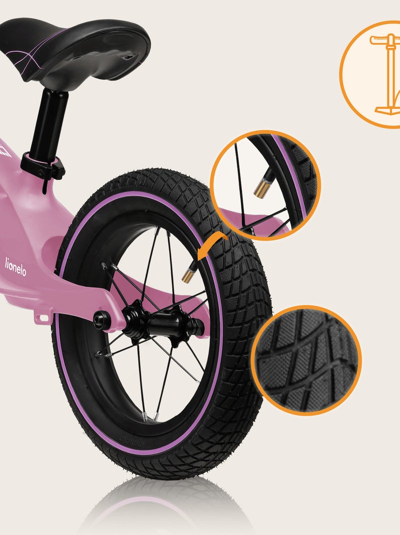 Bicicleta de equilibrio LIONELO Bart Air - Bicicleta para niños - Hasta 30 kg - Ligera - Manillar y Violeta - Kiabi