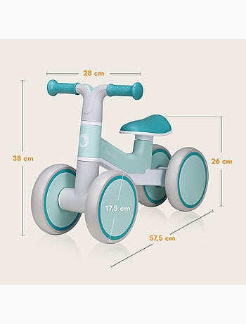 Bicicleta de equilibrio LIONELO Villy - Bicicleta infantil - 4 ruedas - Suspensión delantera - Asien