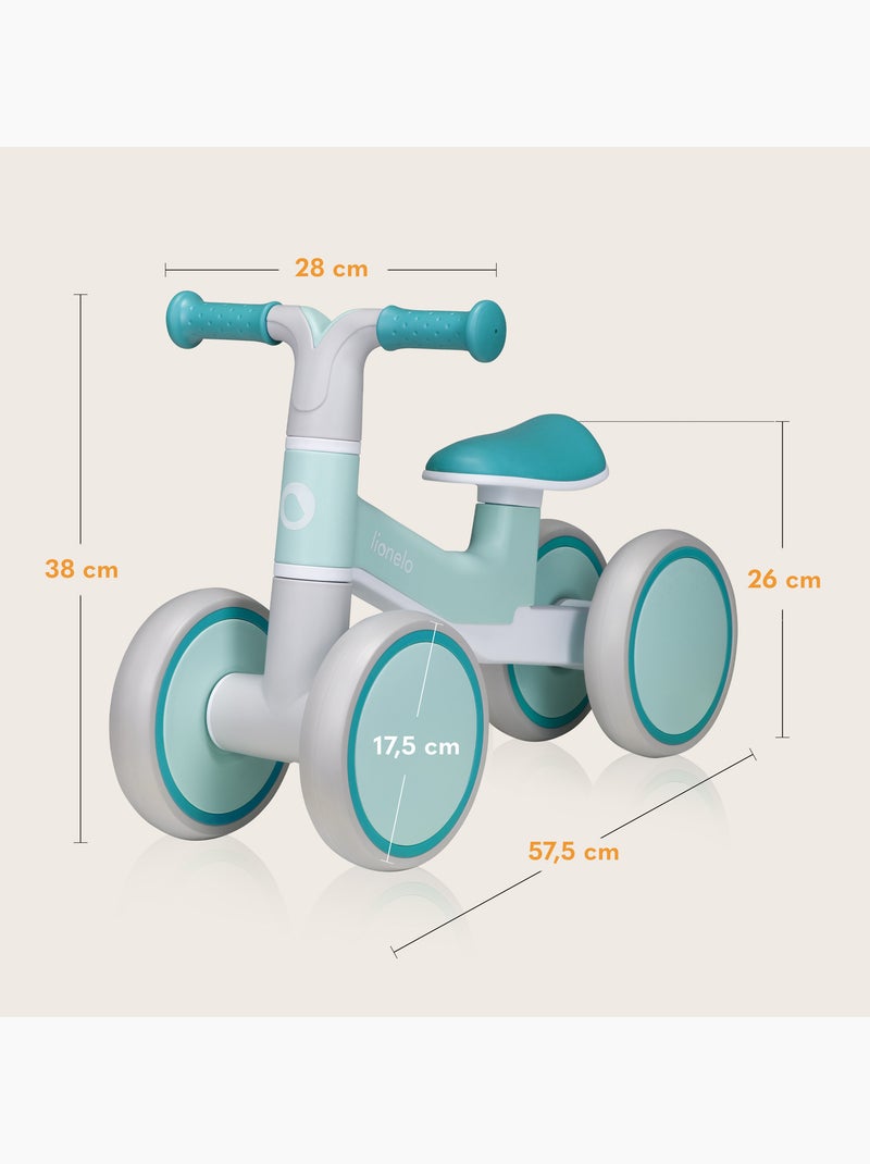 Bicicleta de equilibrio LIONELO Villy - Bicicleta infantil - 4 ruedas - Suspensión delantera - Asien Azul turquesa - Kiabi