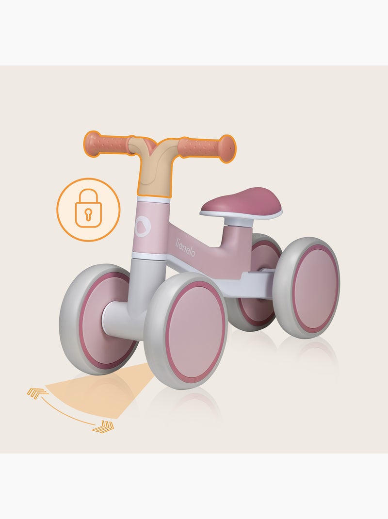 Bicicleta de equilibrio LIONELO Villy - Bicicleta infantil - 4 ruedas - Suspensión delantera - Asien Blanco Rosa Gris - Kiabi