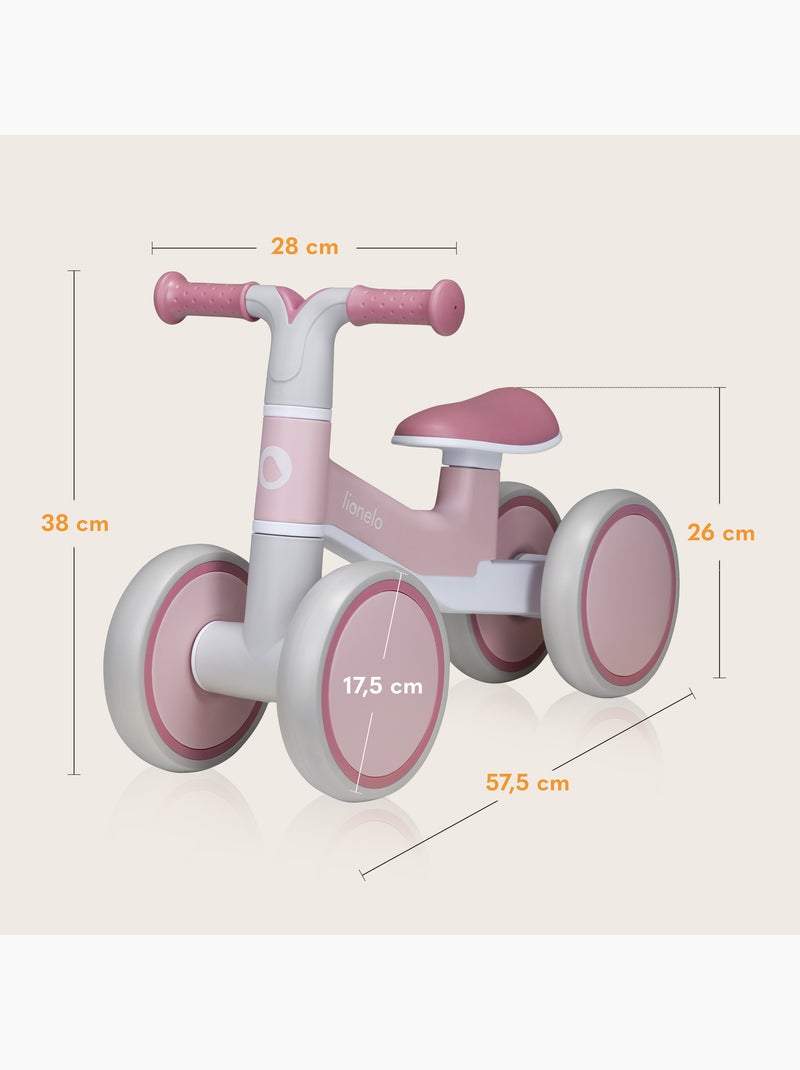 Bicicleta de equilibrio LIONELO Villy - Bicicleta infantil - 4 ruedas - Suspensión delantera - Asien Blanco Rosa Gris - Kiabi